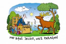 Akcję promuje rysunek przedstawiający jelenia na zakupach, jego autorem jest sam Andrzej Mleczko