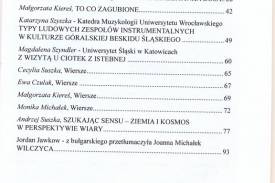 Spis treści Kalendarza z Istebnej, Jaworzynki i Koniakowa 2016