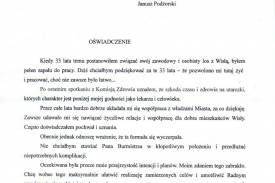 Oświadczenie dra Stanisława Ranosza